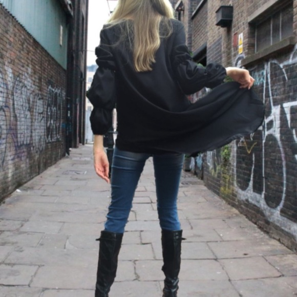 Slenderizing Black High/Low Blouse - Picture 5 of 7